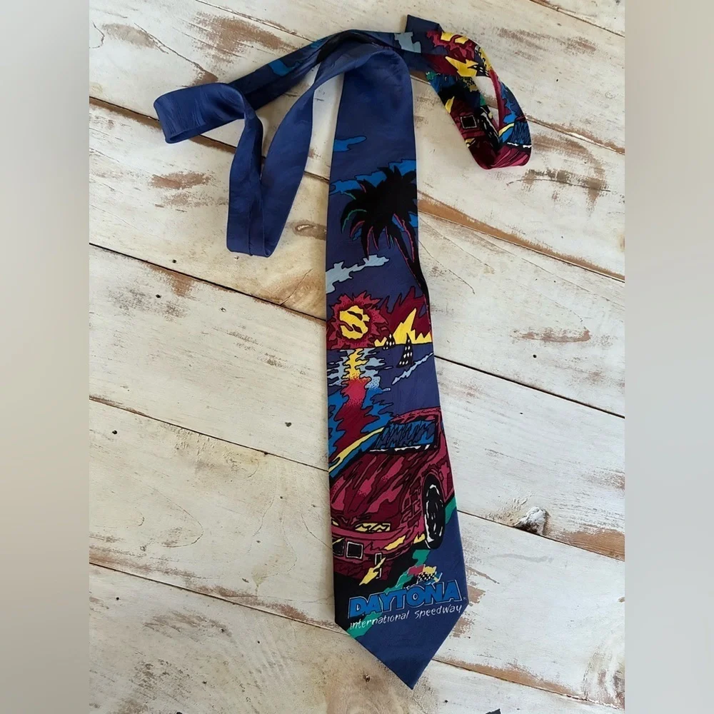 WIN LOSE or TIE Daytona International Speedway NASCAR Florida retro 80s neck tie